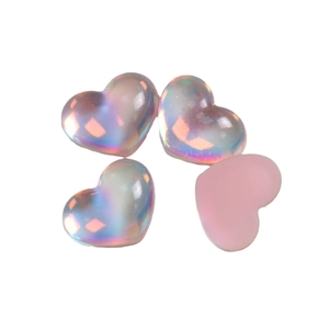 Gradient aurora heart resin charms with flat back for DIY jewelry and shoe decoration