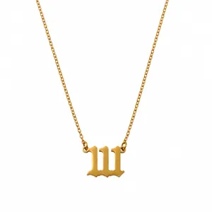 Edelstahl Gotisch Engel Zahlen Anhänger Halskette Für Damen Retro 111 222 333 444 555 666 777 888 999 Numerologie Schmuck Geschenk