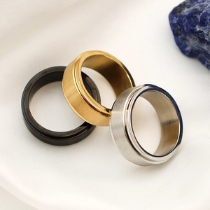 Anello Spinner in Acciaio al Titanio Spazzolato Minimalista Per Uomo Donna Gioielli per Alleviare lo Stress Anello a Fascia