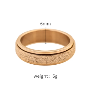Detailansicht des 6mm sandgestrahlten rotierenden Rings in Roségold mit Maßangaben