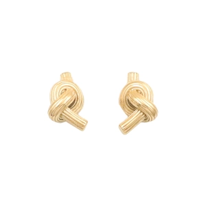 Orecchini a perno a nodo rigato minimalista in oro 18k con trama a spirale vintage