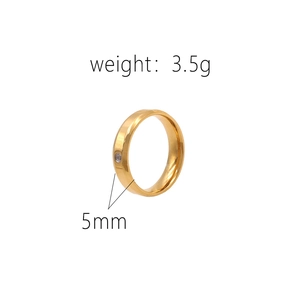 Bague en acier titane doré avec zircon étincelant, largeur 5mm et style minimaliste