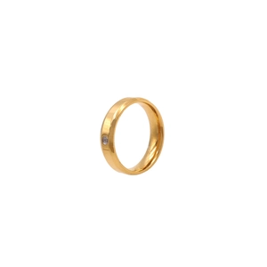 Bague minimaliste en acier titane doré avec oxyde de zirconium pour homme et femme
