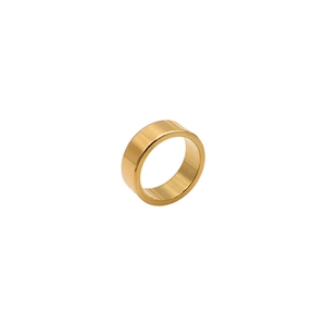Minimalist wide brushed gold titanium steel ring for men and women with smooth inner finish