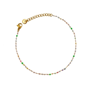 Set collana e bracciale in acciaio inossidabile dorato con perline colorate moda
