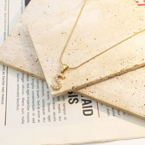 Goldene Schlangenkette mit Perlen-Buchstabe S Anhänger auf steinernem Hintergrund