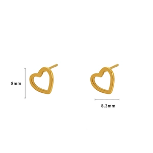 Minimalistische goldene hohle Herz-Ohrstecker aus Edelstahl für Damen, 8mm Größe
