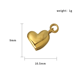 Colgante corazón de oro 18K pulido con ojal cerrado de 10,5 mm por 9 mm de alto
