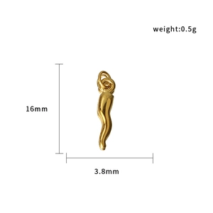 Detalle macro del colgante de cuerno de chile en oro de 18K con medidas de 16mm