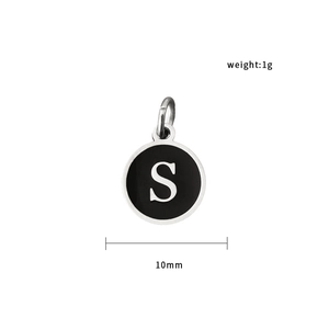 Minimalistischer 10mm Silberanhänger mit schwarzem S-Buchstaben und 18K Vergoldung