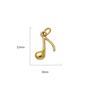 Ciondolo a nota musicale in oro lucido per collane misura 12 mm di altezza e 8 mm di larghezza
