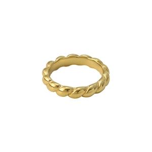 Gepolijste gouden 316L roestvrijstalen croissant ring met een klassieke gedraaide textuur