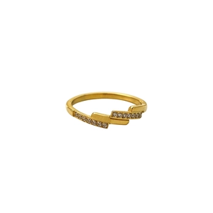 Multi-layer gold-plated titanium steel ring with sparkling zircon inlays for women