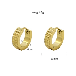 Orecchini a cerchio in acciaio inossidabile 18K con motivo a scacchi da 13 mm