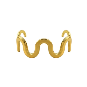 Bracelet jonc doré poli à ondes minimalistes pour hommes et femmes avec fini miroir