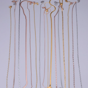Assorted titanium steel plated gold chains including snake, box and link styles in 3 colors