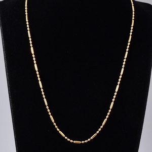 Minimalist gold plated titanium steel bead chain necklace for women on neck display