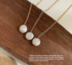 Elegant Natural Freshwater Pearl Pendant Necklace For Women 316L Stainless Steel 18K Gold Plated Clavicle Chain Jewelry