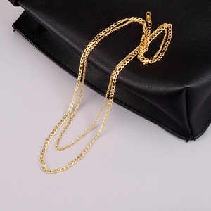 Vintage 18K Vergoldete 316L Edelstahl Doppellagige Halskette Für Damen Figarokette Herz Anhänger Mode Schmuck