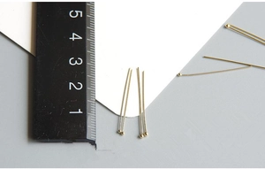 Alfileres de cabeza redonda chapados en oro 18K para joyería con medida de regla