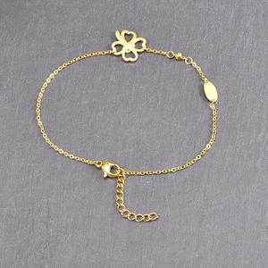 Titanstahl Hohl Herz Vierblättriges Kleeblatt Fußkettchen Armband Für Damen Koreanisch Roségold Modeschmuck Für Fuß Und Hand