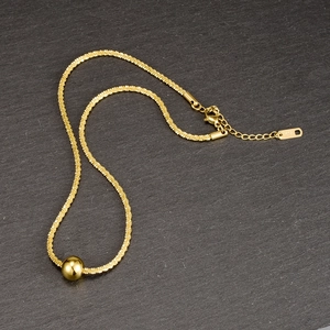 Minimalist gold ball pendant necklace with shimmering bead chain and K18 engraving