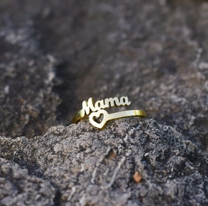 316L Edelstahl Mama Schriftzug Herz Offener Ring Verstellbarer Personalisierter Minimalistischer Ring Muttertagsgeschenk Schmuck Für Damen