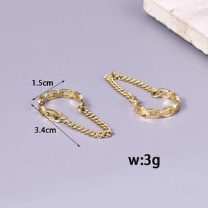 Set de boucles d'oreilles clips dorées design chaîne ajourée et zircon 3g