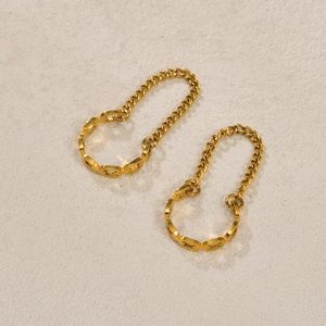 Minimaliste Acier Titane Manchette d'Oreille Femme Design Ajouré Plaqué Or 18K Zircon Boucles d'Oreilles à Clip Bijoux