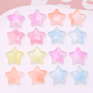 DIY Star Resin Patches Glitter Gradient Pentagram Beads For Earrings Hairpin Jewelry Making Material Colorful Craft Decals