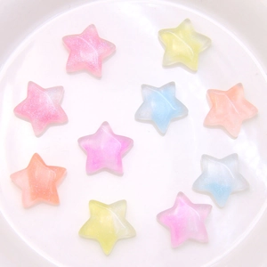 Glitter macaron resin star charms for DIY earrings and hair accessories in pastel colors