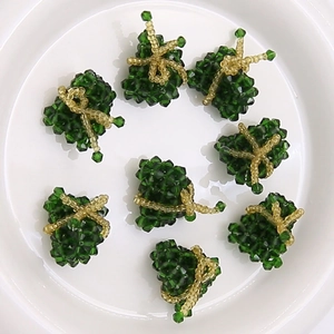 Handmade green crystal beaded Zongzi charms for festive jewelry and DIY earring making