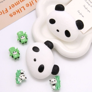 Cute panda and green bamboo shoe charms for DIY garden clogs decoration sets
