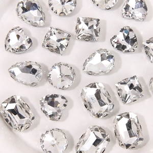 Macro detail of various faceted crystal rhinestones for DIY shoe and jewelry decoration