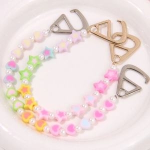 Colorful macaron star and heart bead chain straps for shoes with metal hooks