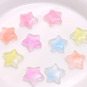 Glittery gradient resin star charms for DIY earrings and hair accessories in candy colors