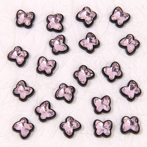 Breloques papillon en cristal rose avec cadre en alliage noir pour bijoux DIY et déco