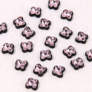 Breloques papillon en résine et strass roses pour fabrication de bijoux DIY et artisanat
