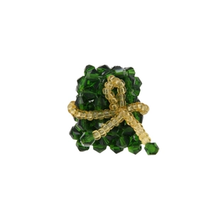 Handmade green crystal beaded Zongzi pendant with gold bow for DIY jewelry making