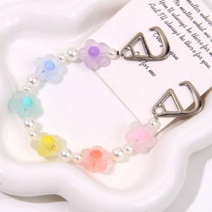 Catena di perle a fiori macaron colorati e perle con chiusure a molla in argento