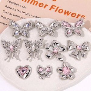 Elegant Alloy Rhinestone Butterfly Flower Heart Shoe Charms DIY Clog Decoration Accessories For Women Fashion Jewelry Craft