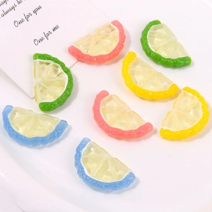 Colorful resin lemon slice charms for DIY jewelry and phone case crafts in pastel tones