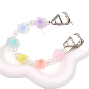 Catena di perle fatta a mano stile spiaggia con fiori in resina e fibbie in metallo