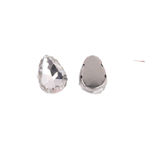 Teardrop glass rhinestones with silver metal claw base for DIY shoe charm decoration