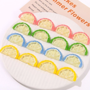 Summer beach resin lemon slice charms in assorted pastel colors for DIY jewelry crafts