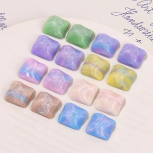 Square marble resin charms with glitter gradient for DIY jewelry and hair accessories