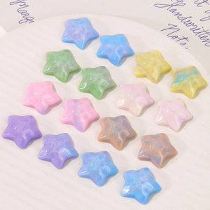 Star-shaped glitter resin charms in gradient macaron colors for DIY earring accessories