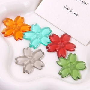 Translucent five-petal cherry blossom resin charms in five colors for DIY jewelry making