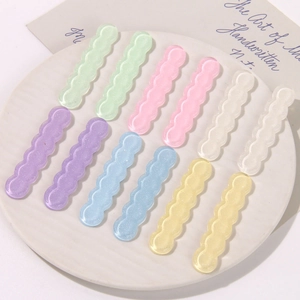 Accesorios de Resina de Tira Larga de Ondas con Purpurina Material para Horquillas DIY Pegatina Artesanal Degradada Translúcida para Decoraciones de Cabeza