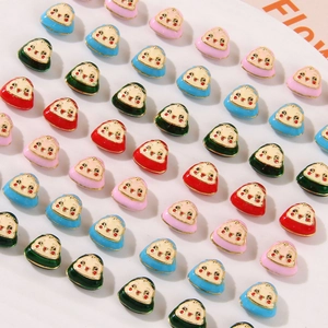 Cartoon monkey-faced dumpling charms made of alloy drip oil for DIY jewelry making
